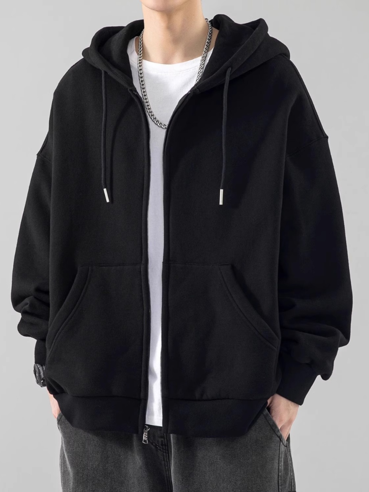 Streetwear Brand Hong Kong - Luźna męska bluza z kapturem w