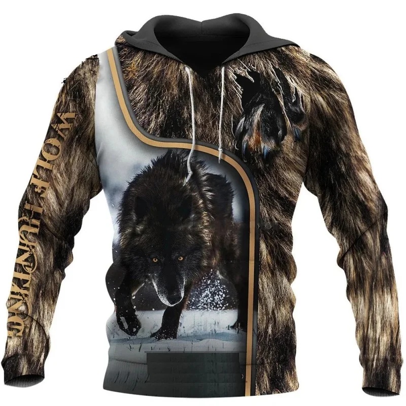Quality Streetwear Brand - Bluzy z nadrukiem wilka dla mężczyzn,